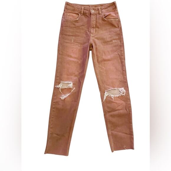 Anthropologie Pilcro Vintage Straight Jean Destroyed Rust Distressed Size 25 EUC - Picture 1 of 10